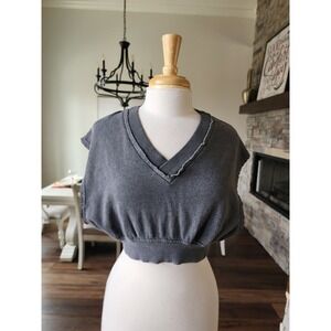 Out From Under Urban Outfitters Grey V Neck Cropped Sweatshirt Vest Women Small